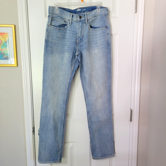 Old Navy Mens Slim Built In Tough Fit Jeans 30x32 Like New Light Blue Wash - Picture 1 of 5